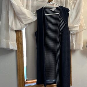 Striped Sleeveless Cardigan